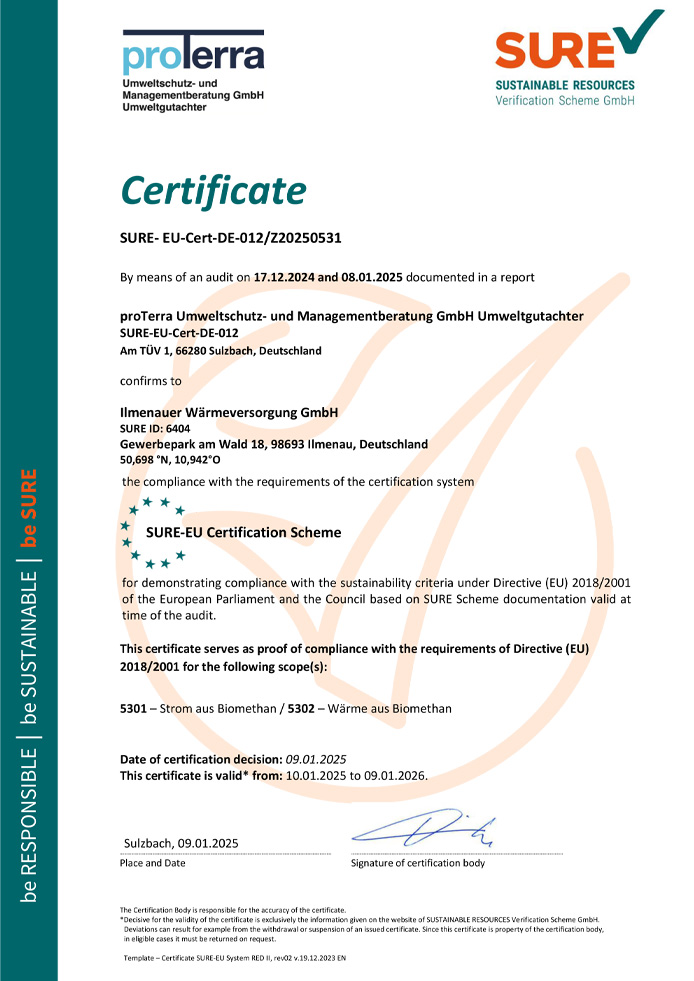 IWV Ilmenauer Wärmeversorgung GmbH - Zertifizierung